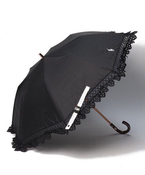 POLO RALPH LAUREN(umbrella)(ポロラルフローレン（傘）)/晴雨兼用折りたたみ日傘　エンブフリル/ブラック