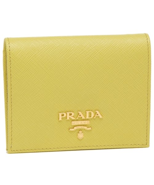 PRADA(プラダ)/プラダ 二つ折り財布 サフィアーノメタルオロ ミニ財布 イエロー レディース PRADA 1MV204 QWA F0322/その他