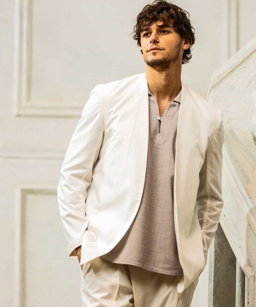 1PIU1UGUALE3 RELAX(ウノピゥウノウグァーレトレ リラックス)ノーカラージャケット 