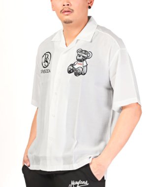 LUXSTYLE/RUMSODA(ラムソーダ)ベアプリントオープンカラー半袖シャツ/半袖シャツ メンズ オープンカラー テディベア クマ ロゴ プリント/505259438