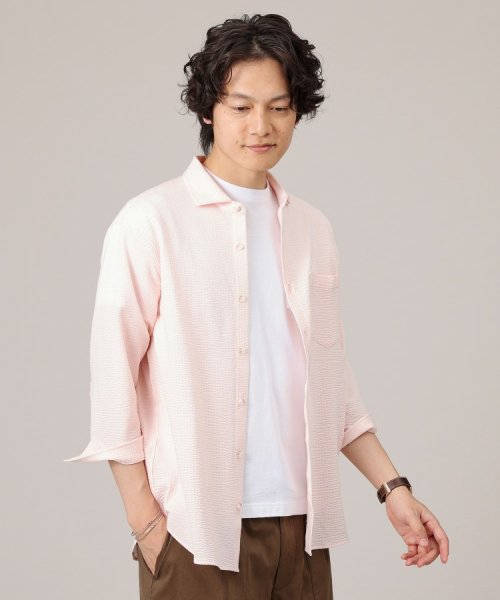 【抗菌防臭／7分袖】サッカージャージ ストライプシャツ また