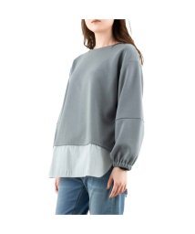 MAC HOUSE(women)(マックハウス（レディース）)/NAVY ネイビー ポンチ素材 裾フェイクプルオーバー 115426446/ブルー