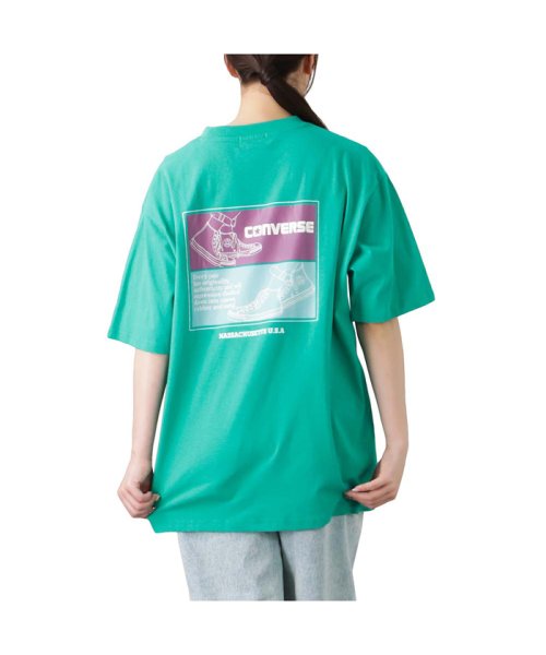 MAC HOUSE(women)(マックハウス（レディース）)/CONVERSE コンバース バックシューズプリントTシャツ 3282－5859/ブルーグリーン