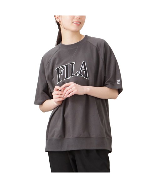 MAC HOUSE(women)(マックハウス（レディース）)/FILA フィラ ミニ裏毛ロゴプルーオーバー FL2033/チャコール