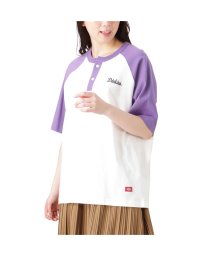 MAC HOUSE(women)(マックハウス（レディース）)/Dickies ディッキーズ 袖配色ヘンリーネックTシャツ 3287－7930/パープル