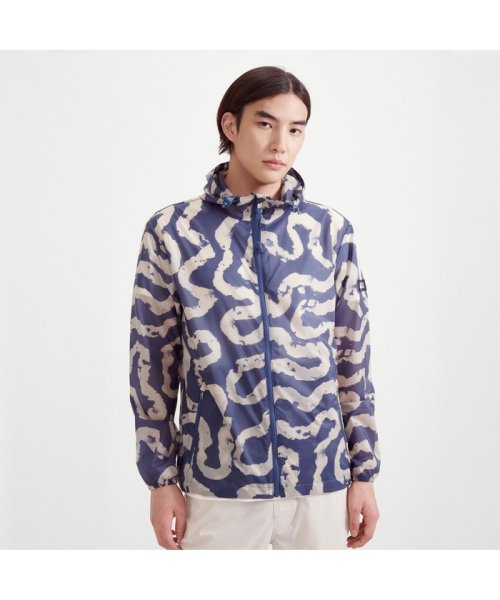 撥水 エクストラライトプリントフーデッドジャケット 