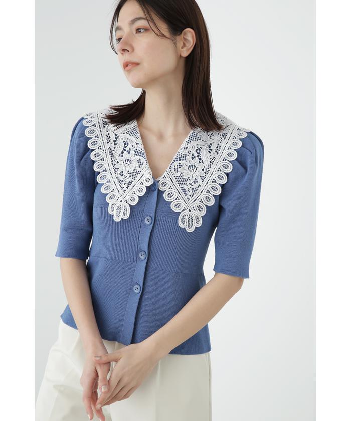 Sea New York レース襟パフスリーブカーディガン