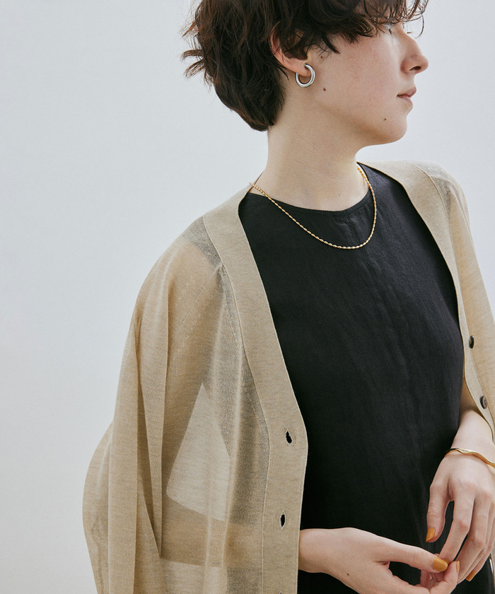 ご好評につき新色追加！]【洗える】Vネックシアーカーディガン