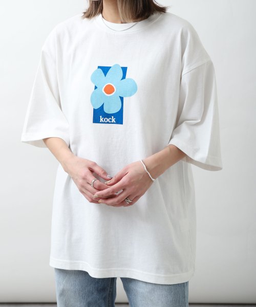 ZIP FIVE(ジップファイブ)/花Tシャツ刺繍＆プリントTシャツ/ホワイト系2