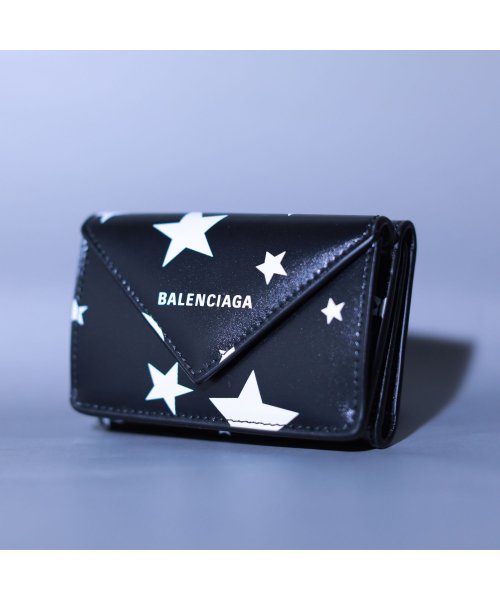 BALENCIAGA(バレンシアガ)/BALENCIAGA バレンシアガ PAPIER ペーパー 三つ折り 財布/ブラック