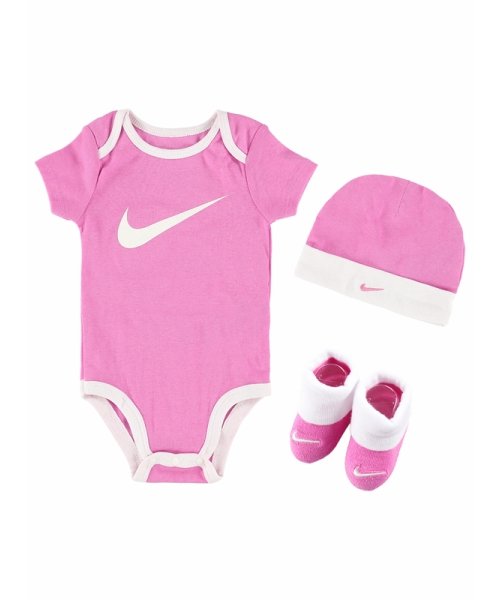 NIKE(ナイキ)/ベビー(6－12M) セット商品 NIKE(ナイキ) SWOOSH HAT/BODYSUIT/BOOTIE 3/PINK