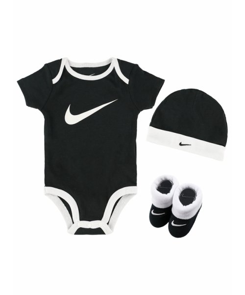 NIKE(NIKE)/ベビー(6－12M) セット商品 NIKE(ナイキ) SWOOSH HAT/BODYSUIT/BOOTIE 3/WHITE×BLACK