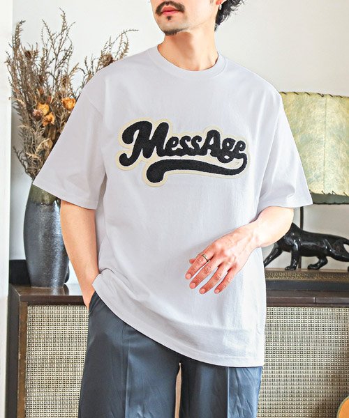 サガラ刺繍アーチロゴ半袖ビッグTシャツ/Tシャツ メンズ レディース  