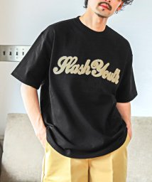 LUXSTYLE(ラグスタイル)/サガラ刺繍アーチロゴ半袖ビッグTシャツ/Tシャツ メンズ レディース 半袖 ロゴ サガラ刺繍 ビックシルエット 春夏/ブラック