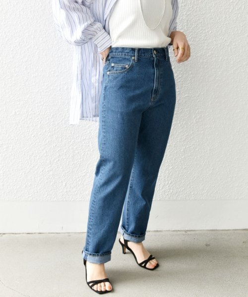 SHIPS any WOMEN(シップス　エニィ　ウィメン)/《一部追加予約》SHIPS any: ハイライズストレート デニムパンツ2［SHIPS any DENIM］/ネイビー