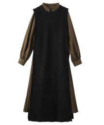 KOH.style(コースタイル)/LONG KNIT VEST SET PLEATS DRESS/BLACK