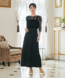 niana(ニアナ)/niana ニアナ 結婚式 ワンピース パーティードレス レース ボレロ キャミワンピ 2点セット 羽織 ショート丈 リボン サテンワンピ ロング丈 ロングドレ/ブラック