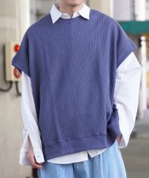 1111clothing(ワンフォークロージング)/ニットベスト メンズ  ワッフルニット ベスト レディース クルーネック ニットソー セーター ベスト ニットトップス 大きいサイズ 春 春服 おしゃれ/チャコールグレー