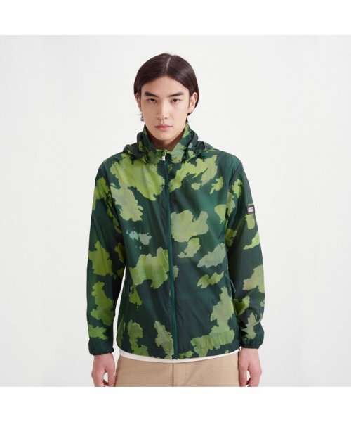 撥水 エクストラライトプリントフーデッドジャケット 