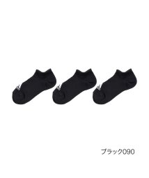 adidas(adidas)/福助 公式 靴下 スニーカー丈 3足組 レディース adidas (アディダス) ロゴ 消臭 ワイドヒール 3334－21l<br>婦人 女性 フクスケ fuk/ブラック