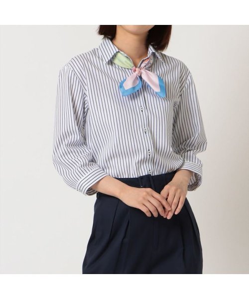 TOKYO SHIRTS(TOKYO SHIRTS)/形態安定 スキッパー衿 七分袖 レディースシャツ/ブルー
