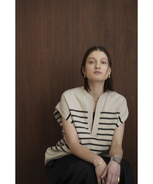 セール】 クラネ(CLANE) |WIDE HENLEY NECK N/S BORDER TOPS(505233400 
