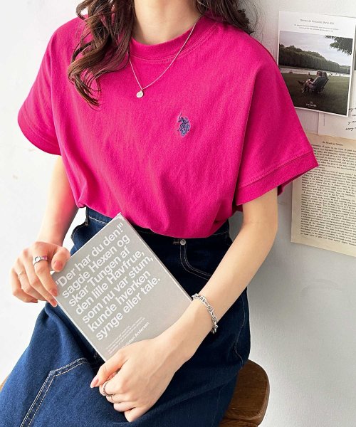 GeeRA(ジーラ)/【U.S. POLO ASSN.】綿100％フレンチスリーブTシャツ/ピンク