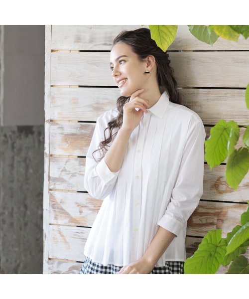 【S・Mサイズ】綿ローンソフトワッシャー　タックブラウス Mサイズ