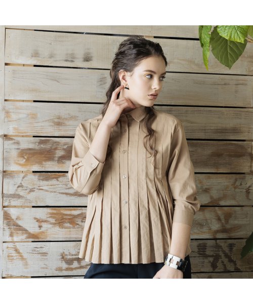 【S・Mサイズ】綿ローンソフトワッシャー　タックブラウス Mサイズ