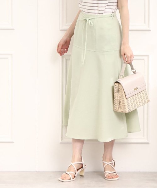 Couture Brooch(クチュールブローチ)/麻調合繊フレアスカート/グリーン（022）