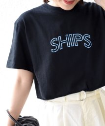 SHIPS WOMEN(シップス　ウィメン)/《一部追加予約》* SHIPS ラウンド プリント ロゴ TEE ◆/ブラック
