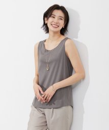 J.PRESS LADIES（LARGE SIZE）(J．プレス　レディス（大きいサイズ）)/コットンリブ ノースリーブ カットソー/ブラウン系