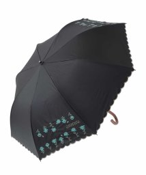 Jocomomola(ホコモモラ)/【UV・晴雨兼用】フラワー刺繍デザイン折りたたみ傘/ブラック