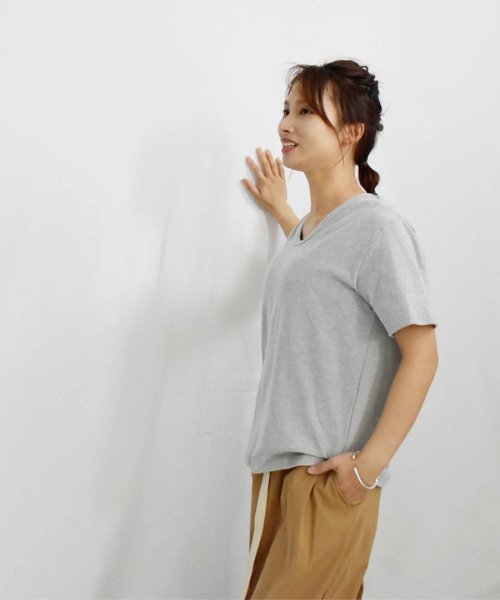 ARGO TOKYO(アルゴトウキョウ)/Stretch Cotton Color T－shirt 24064 コットンストレッチカラーTシャツ　Tシャツ　コットンT　半袖　カットソー　/グレー