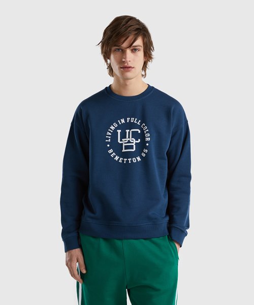 BENETTON (mens)(ベネトン（メンズ）)/ロゴデザインスウェットトレーナー/ネイビー