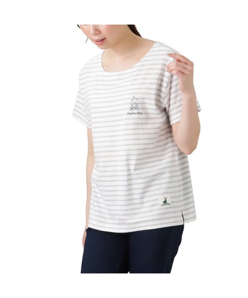 MAC HOUSE(women)(マックハウス（レディース）)/CAPTAIN STAG キャプテンスタッグ ボーダーTシャツ 3287－7939/グレー