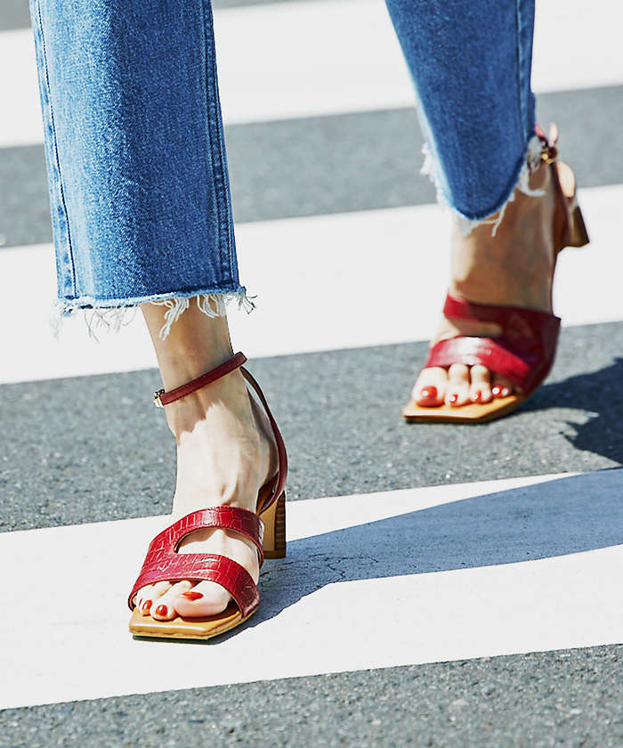 AuBANNISTER アンクルストラップセパレートサンダル レッド 39 AuBANNISTER アンクルストラップセパレートサンダル レッド 39