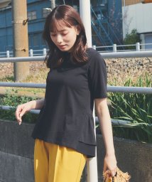 Feroux(フェルゥ)/【UVケア】バックペプラムチュニック Tシャツ/ブラック系