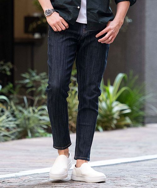 セール】CavariA ウルトラストレッチアンクルデニムパンツ ジーパン