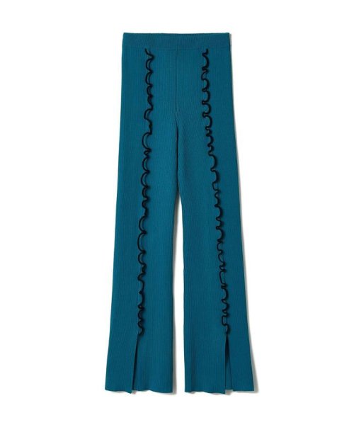 LHP(エルエイチピー)/soduk/スドーク/colored stitch slit knit trousers/カラーステッチニットトラウザーズ/ブルー