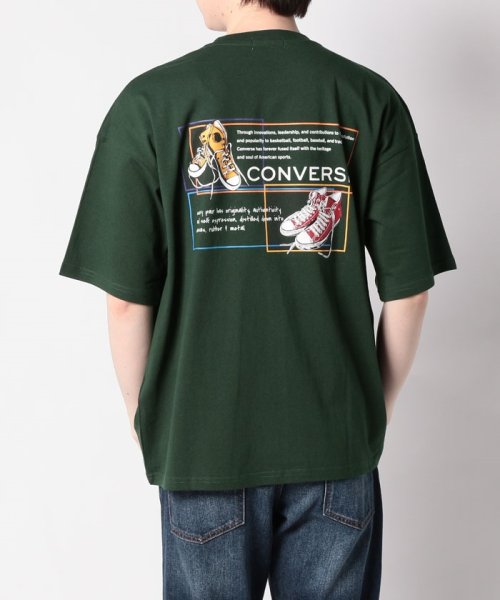 CONVERSE(CONVERSE)/【CONVERSE】 コンバース ALL STAR シューズグラフィック バックプリント＆ワンポイントTシャツ/ ボックスロゴ/半袖Tシャツ/スポーツMIX/ユ/グリーン