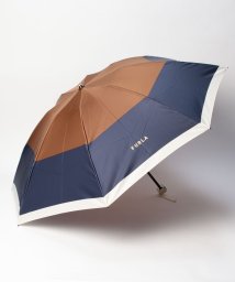 FURLA(フルラ)/折りたたみ傘　カラーボーダー/ブラウン