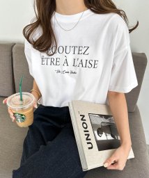 and　Me...(アンドミー)/フレンチ ロゴプリント 半袖 Tシャツ/オフホワイト
