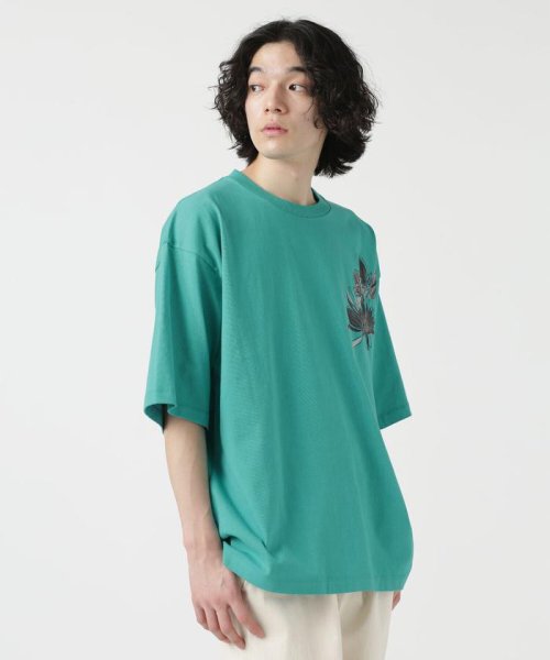 nano・universe(ナノ・ユニバース)/LB.04/フラワープリント刺繍Tシャツ/ブルーグリーン2