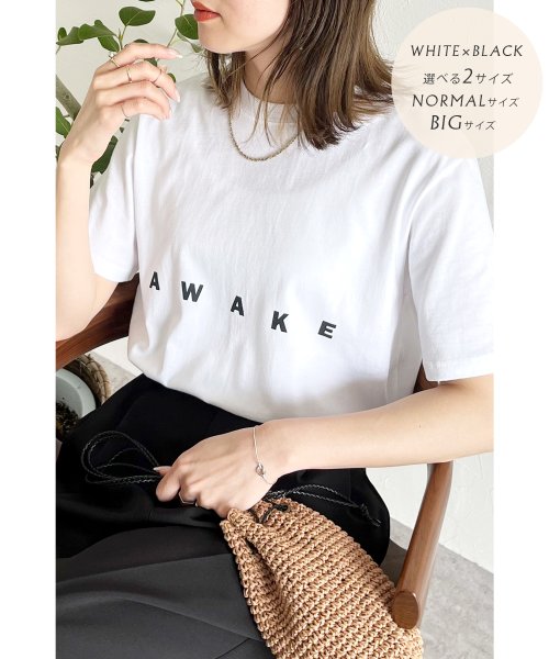 reca(レカ)/選べる2サイズ＊ロゴプリントオーバーサイズTシャツ(R23132－k)/ホワイト