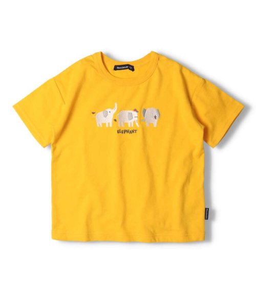 moujonjon(ムージョンジョン)/【子供服】 moujonjon (ムージョンジョン) 動物モチーフ刺繍半袖Tシャツ 80cm～130cm M30811/イエロー