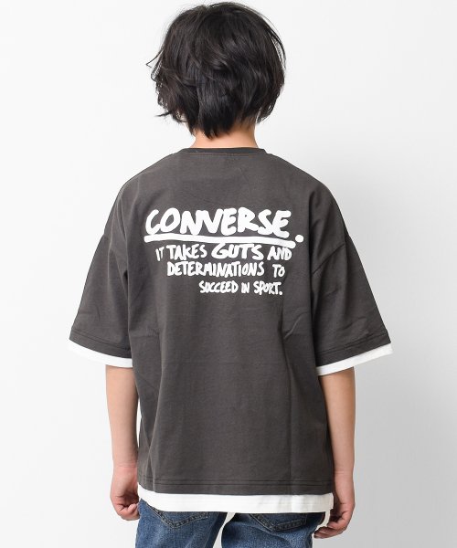 RAT EFFECT(ラット エフェクト)/CONVERSE別注レイヤード風ビッグTシャツ/チャコールグレー