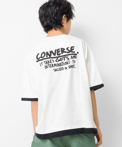 RAT EFFECT(ラット エフェクト)/CONVERSE別注レイヤード風ビッグTシャツ/オフホワイト