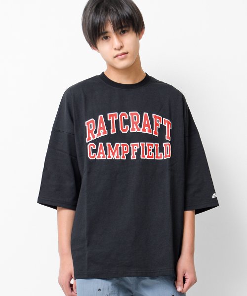 RAT EFFECT(ラット エフェクト)/CAMP FIELDスーパービッグTシャツ/ブラック