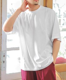 LUXSTYLE(ラグスタイル)/梨地クルーネック半袖ビッグTシャツ/Tシャツ 半袖 メンズ BIGTシャツ ビッグシルエット 無地/ホワイト